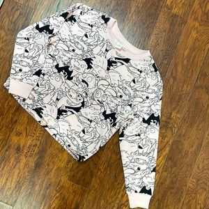 Nickelodeon Pink Cropped Sweatshirt - Hey Arnold, Rugrats, Ren & Stempy X-Small